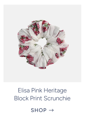 Elisa Pink Heritage Block Print Scrunchie