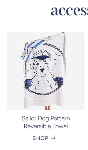 Sailor Dog Pattern Reversible Towel