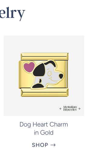 Dog Heart Charm in Gold