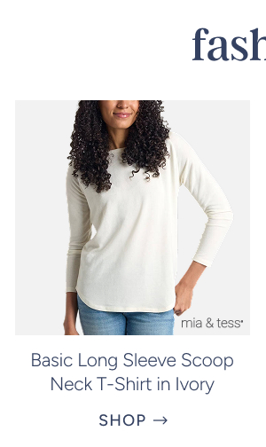 Basic Long Sleeve Scoop Neck T-Shirt in Ivory