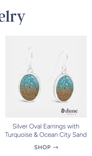 Silver Oval Earrings with Turquoise and Ocean City Sand