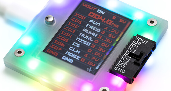 Bus Pirate 5 REV10 inside LED-lit Enclosure