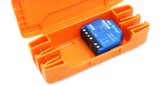 JB-U junction box. opened, with Shelly smart switch inside