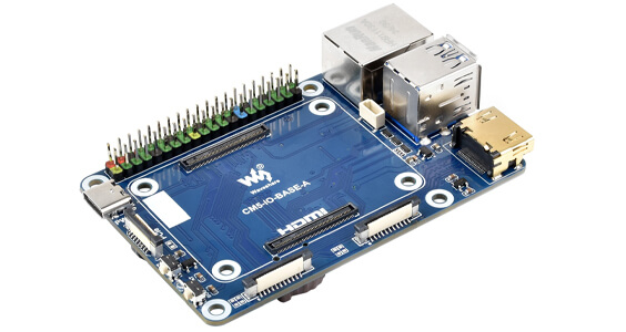 Angled view of the Mini Base Board for CM5 showing features and ports