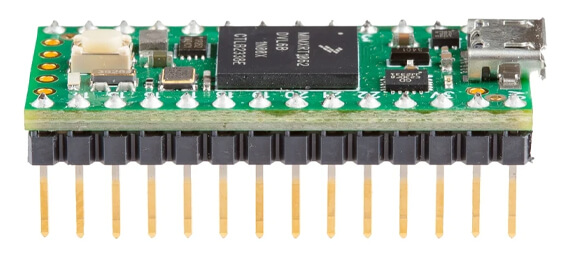 Side-on view of the Teensy 4.0 with headers