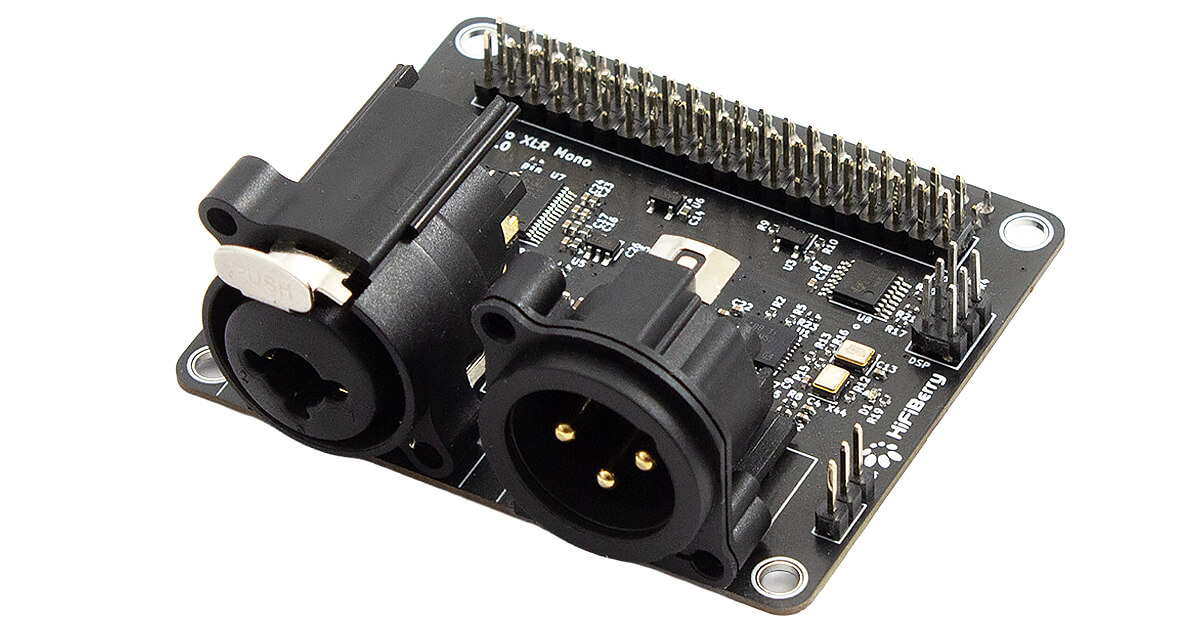 Angled view of the HiFiBerry Studio DAC/ADC XLR