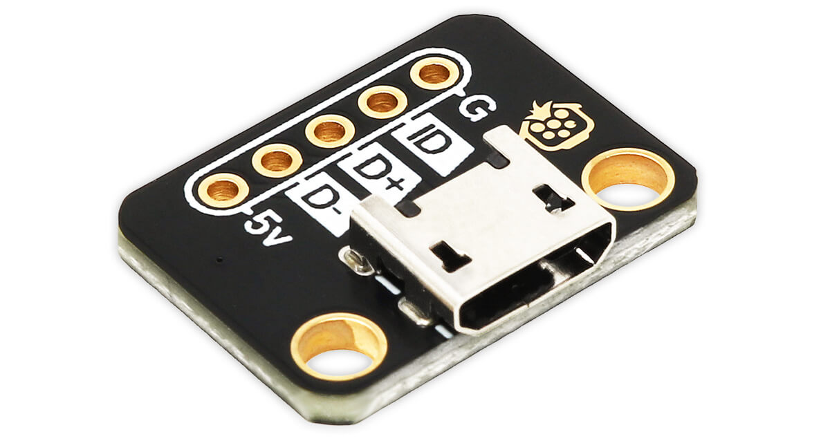 Angled view of the Micro-USB horizontal breakout
