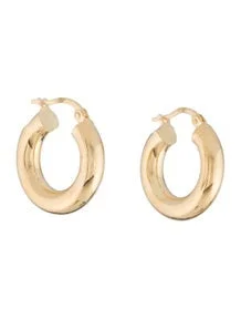 14K Round Tube Hoop Earrings w/ Tags