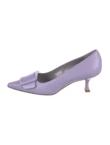 Leather Crystal Embellishments Pumps