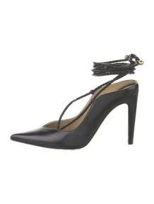 Leather Braided Accents Slingback Pumps