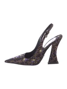 Embroidered Accent Slingback Pumps