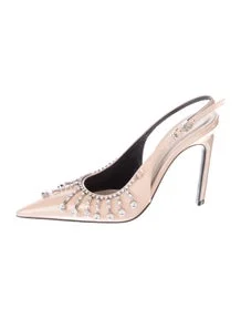 Patent Leather Crystal Embellishments Slingback Pumps