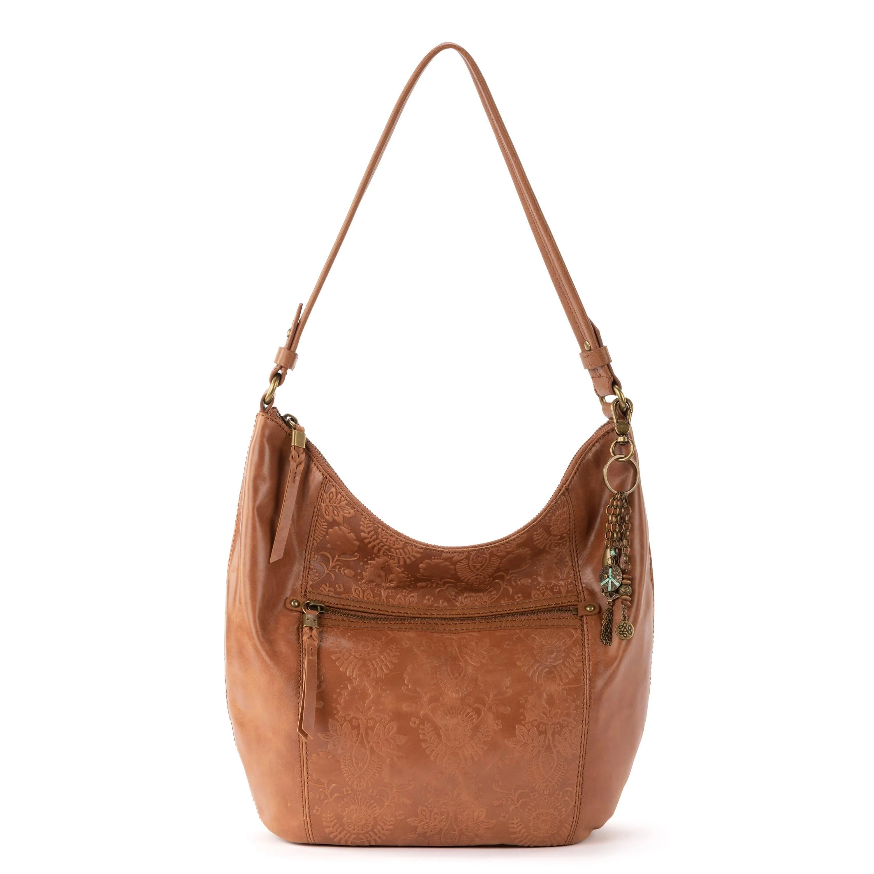 Image of Sequoia Hobo - Leather - Tobacco Floral Embossed