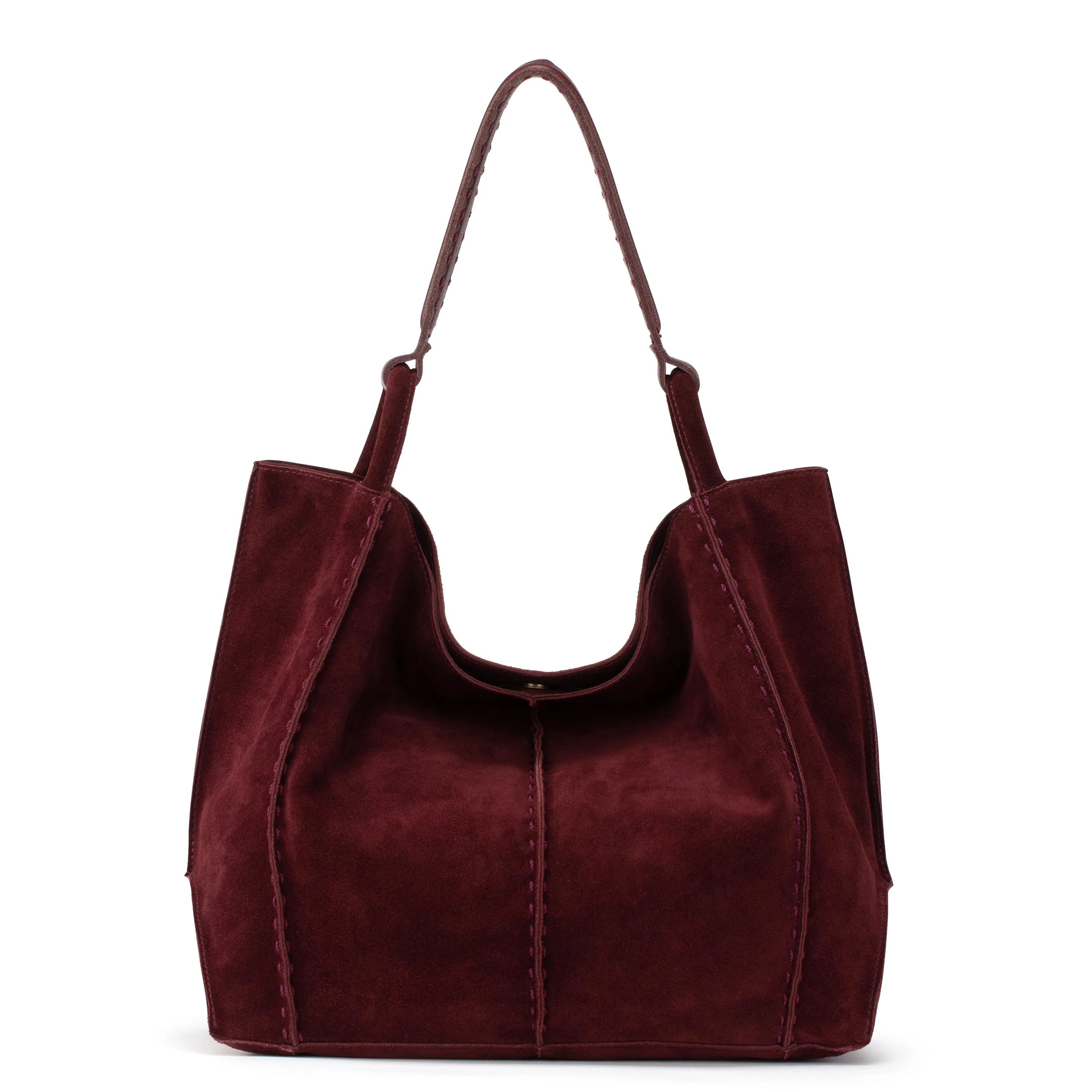 Image of Los Feliz Large Tote - Leather - Black Cherry Suede