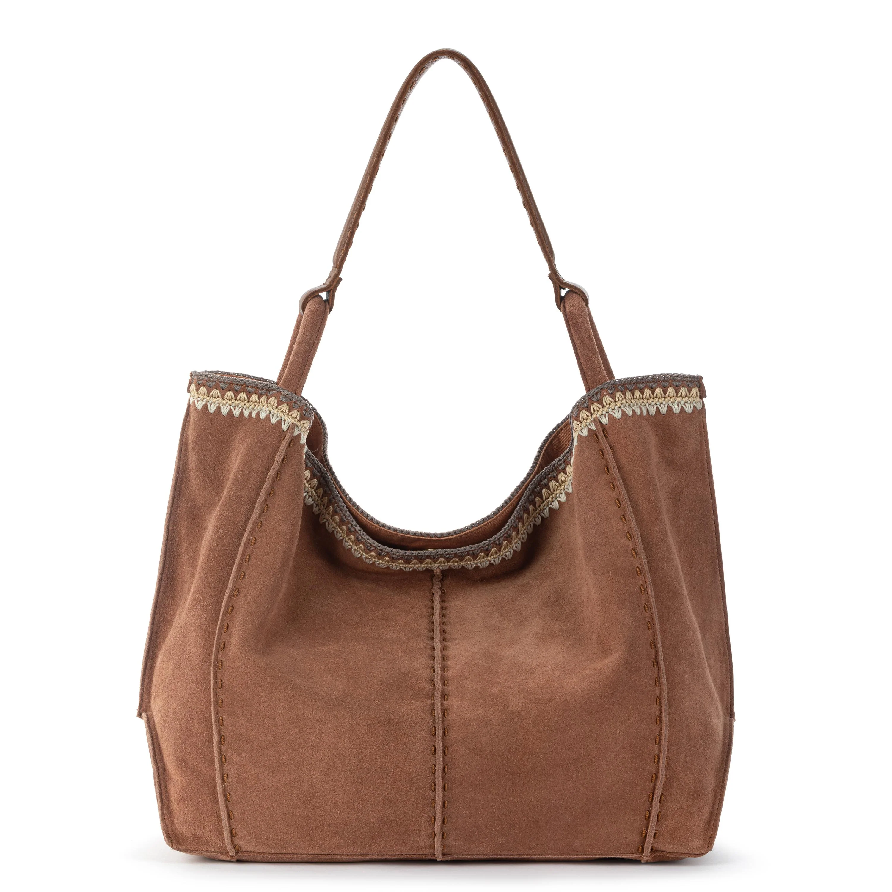 Image of Los Feliz Large Tote - Leather - Tobacco Suede Blanket Stitch