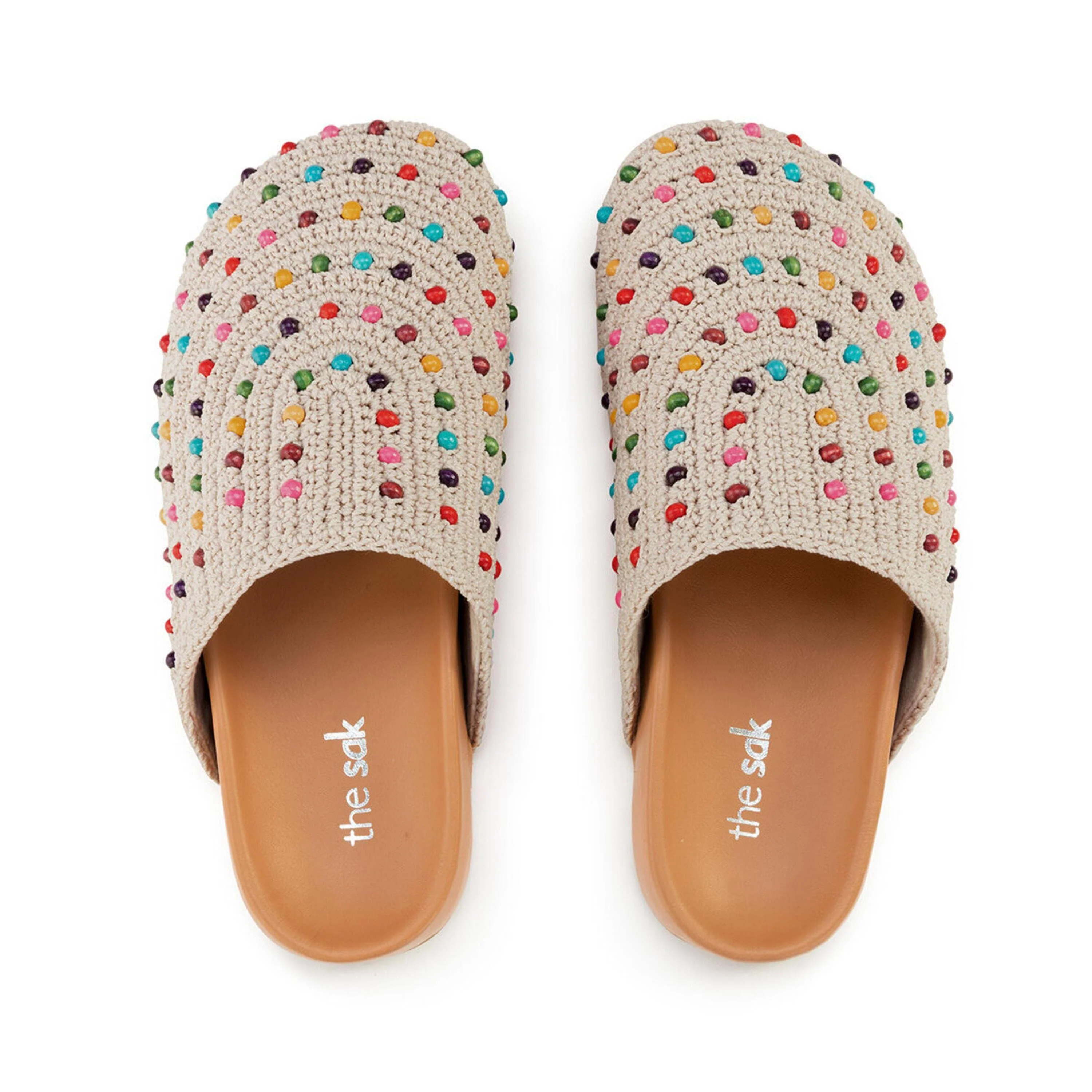 Image of Bolinas Clog - Hand Crochet - Ecru Multi Beads