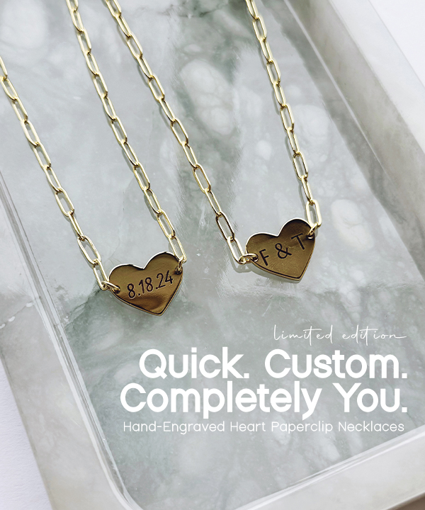 Custom Engraved Heart Paperclip Necklace