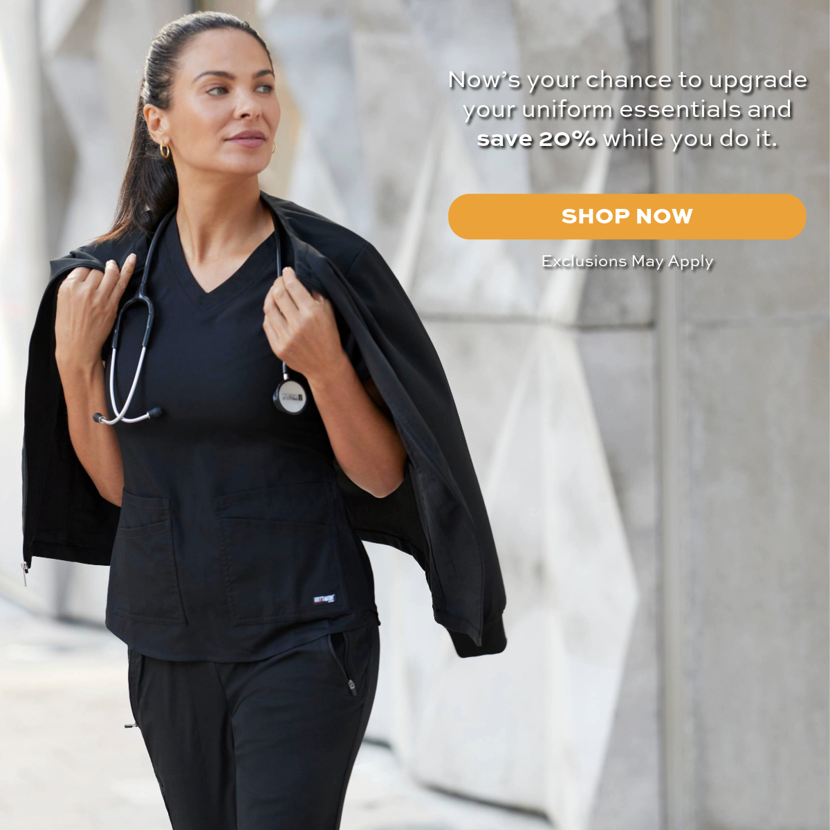 Grey's Anatomy scrubs and Skechers, now 20% off at The Uniform Outlet.  Upgrade your uniform essentials! 