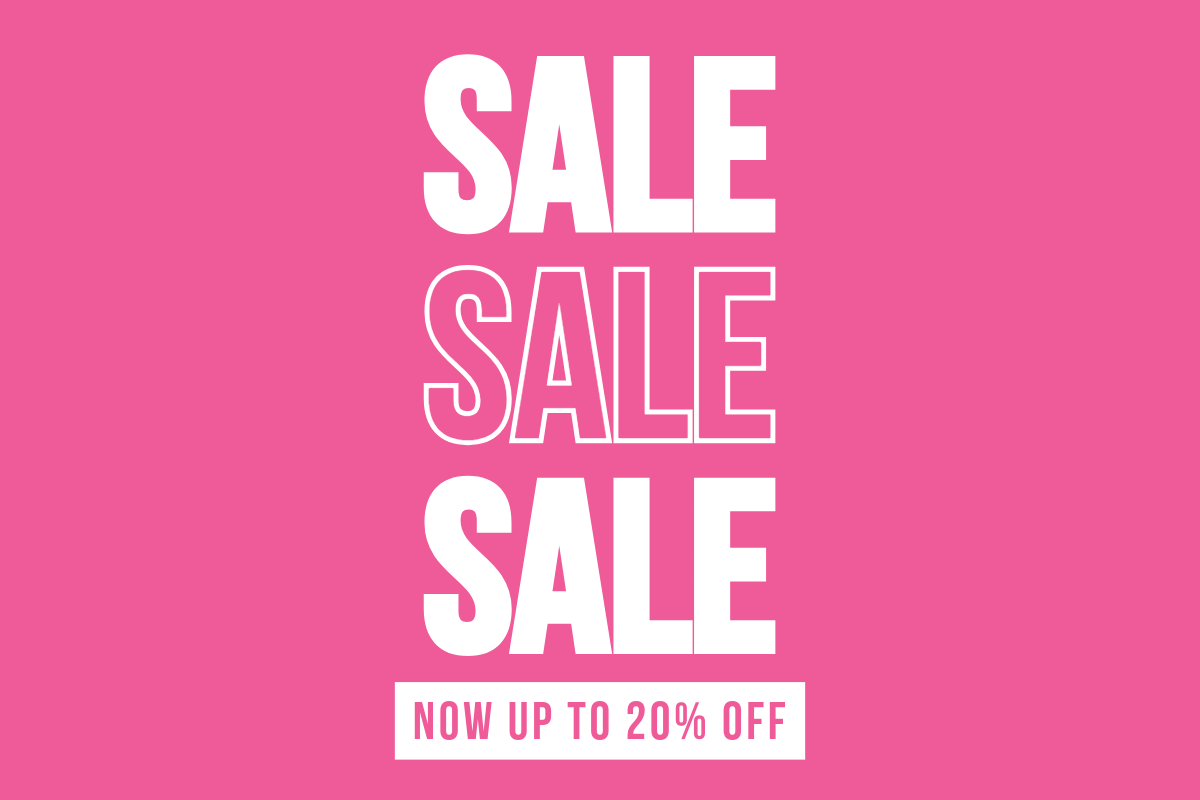 Sale, save of to 20% off. 