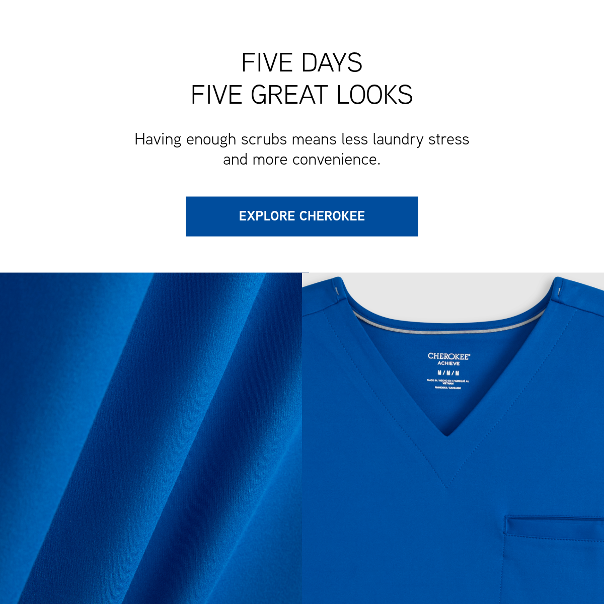 Blue Cherokee scrubs. Five days, five great looks. 