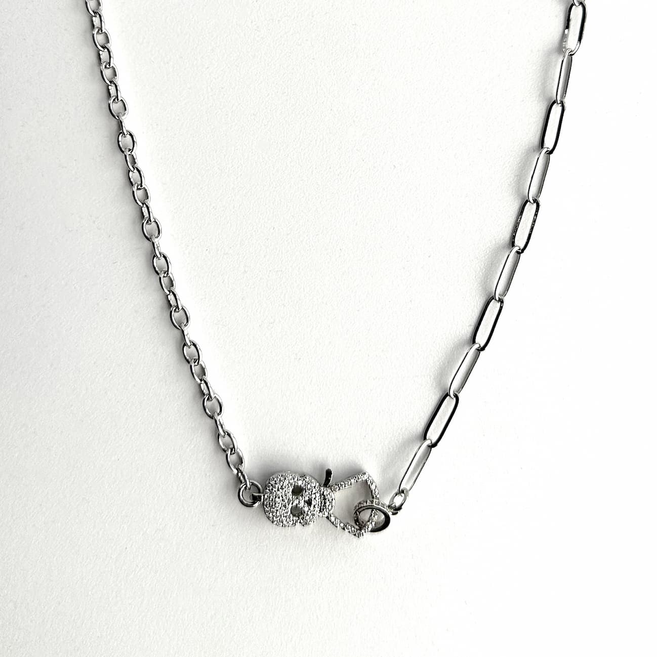 Silver Skull Clasp Necklace