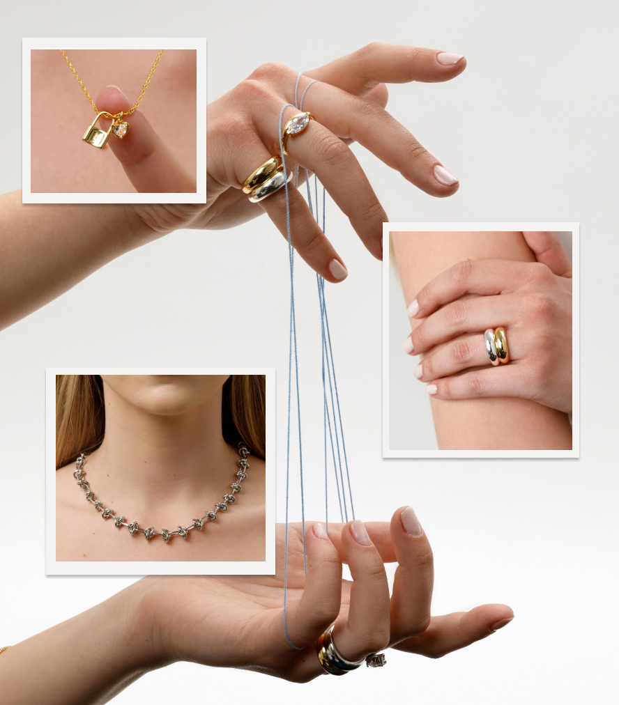 an image of a collection of jewelry including a necklace, ring, and a ring