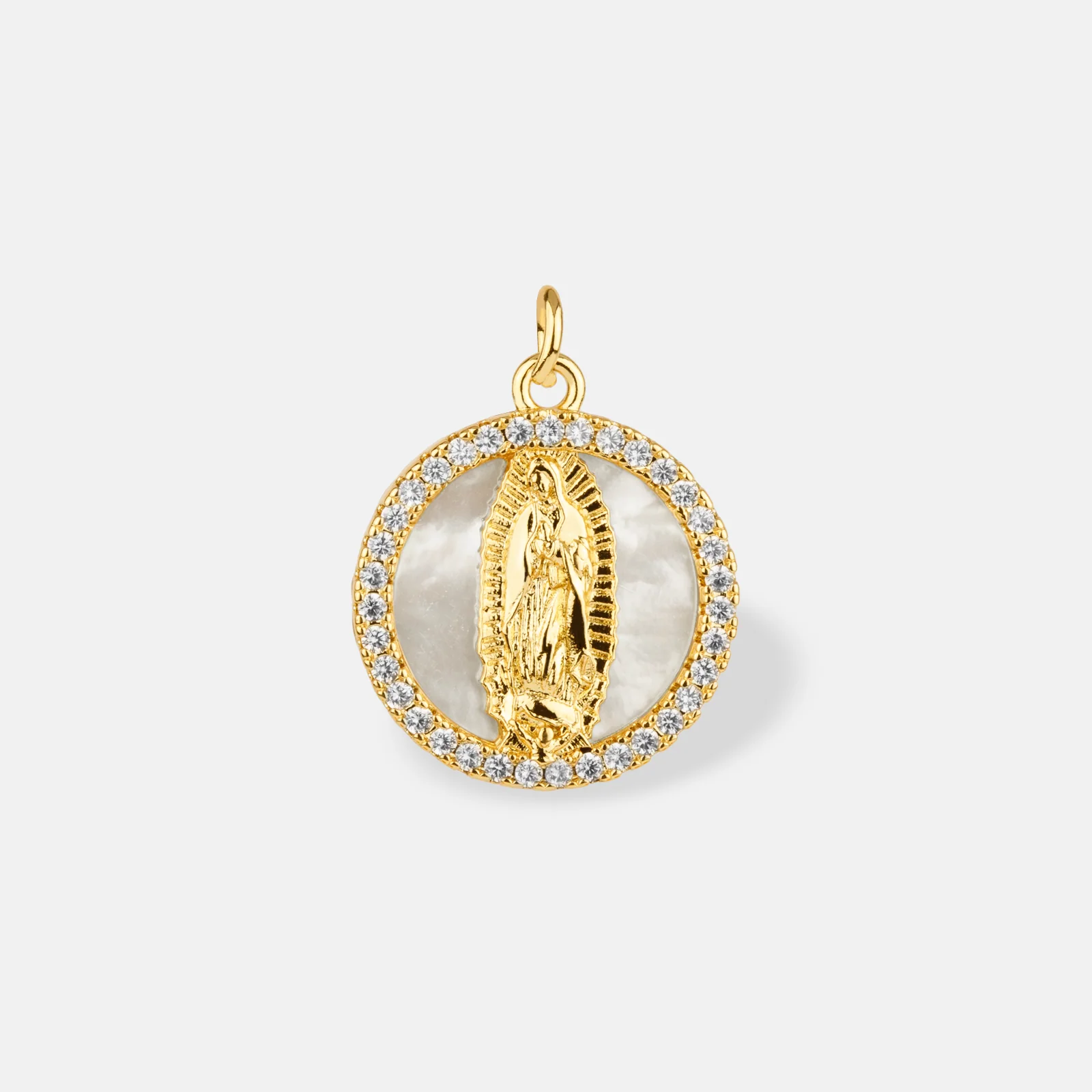 Image of Circle of Grace Mother of Pearl Mary Charm Pendant