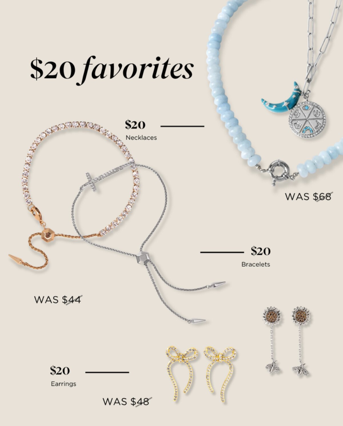 $20 favorites - necklaces, bracelets and earrings