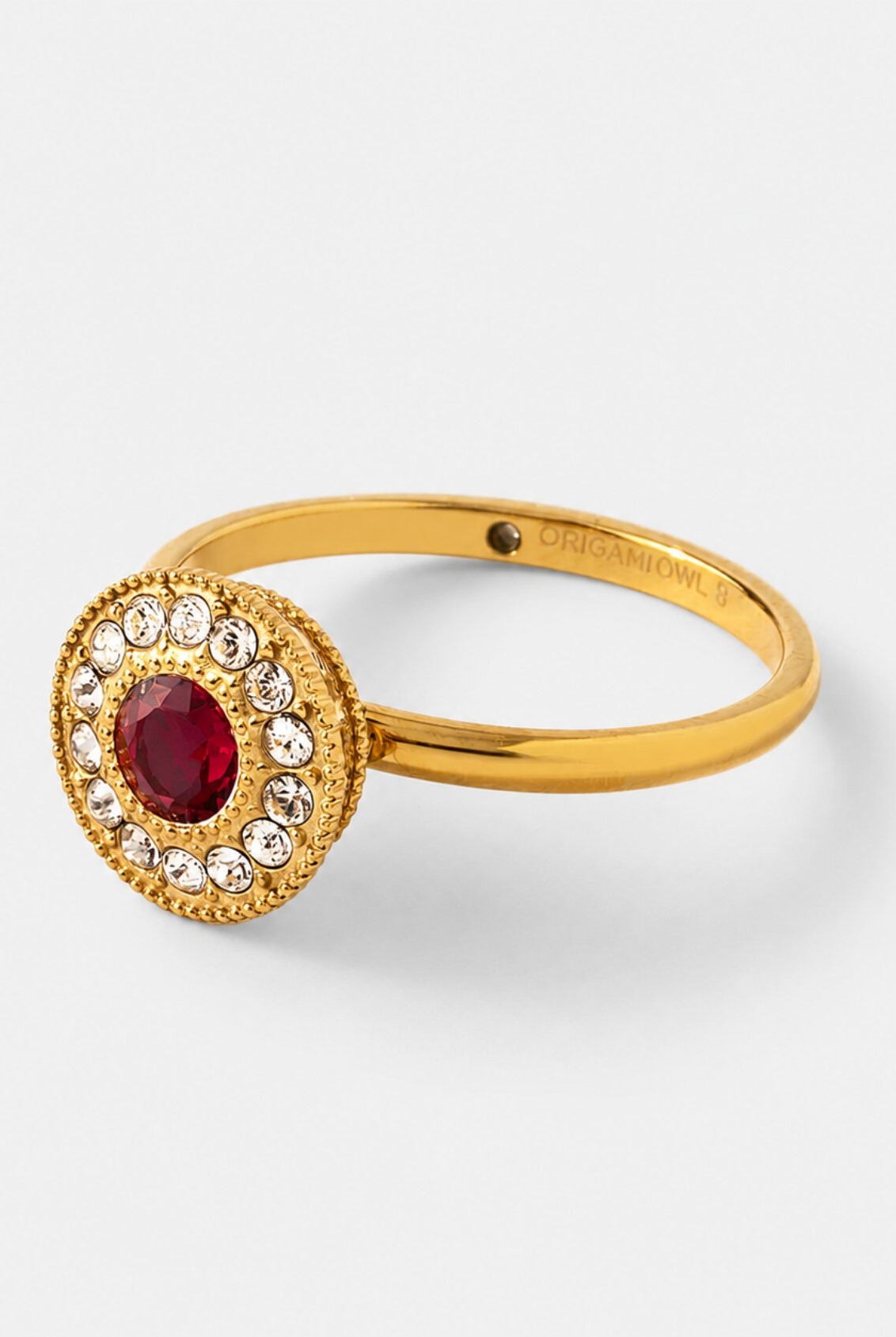 Photo of "Believe in Miracles" Birthstone Ring with Ruby Birthstone Crystal
