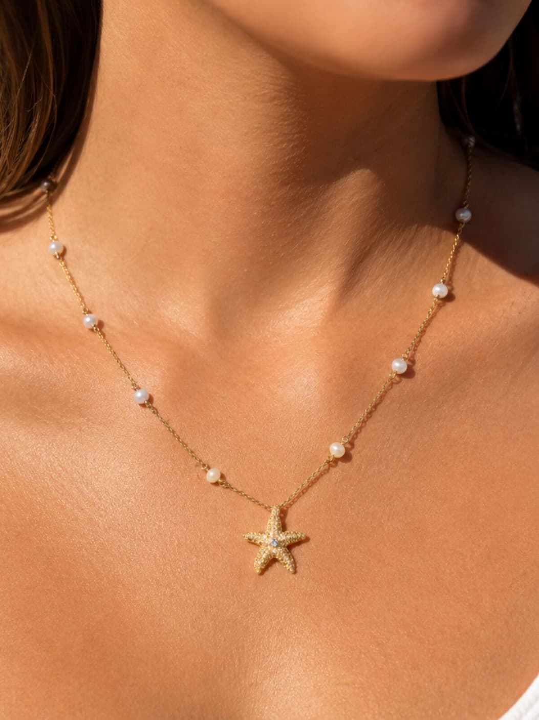 model image of Starborn Pearl Station Necklace