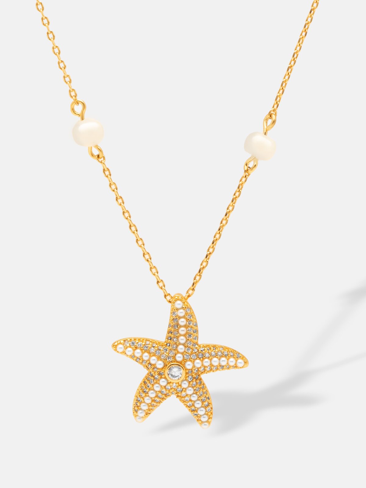 White background image of Starborn Pearl Station Necklace