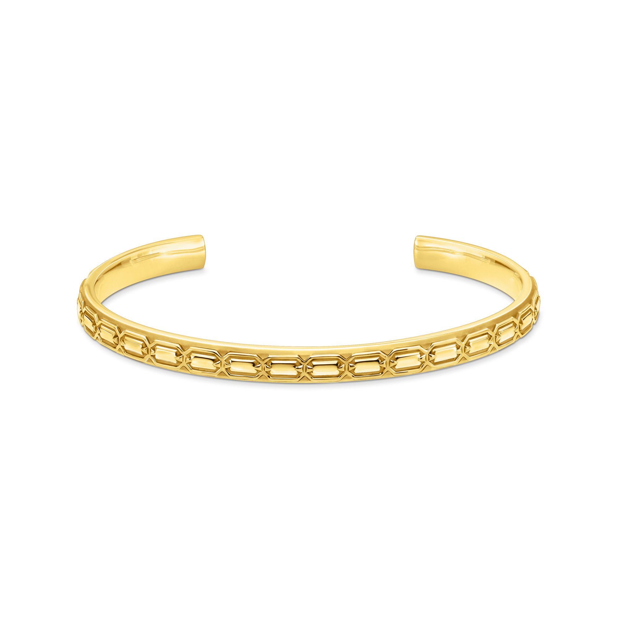 Yellow-gold plated slim bangle with crocodile detailing