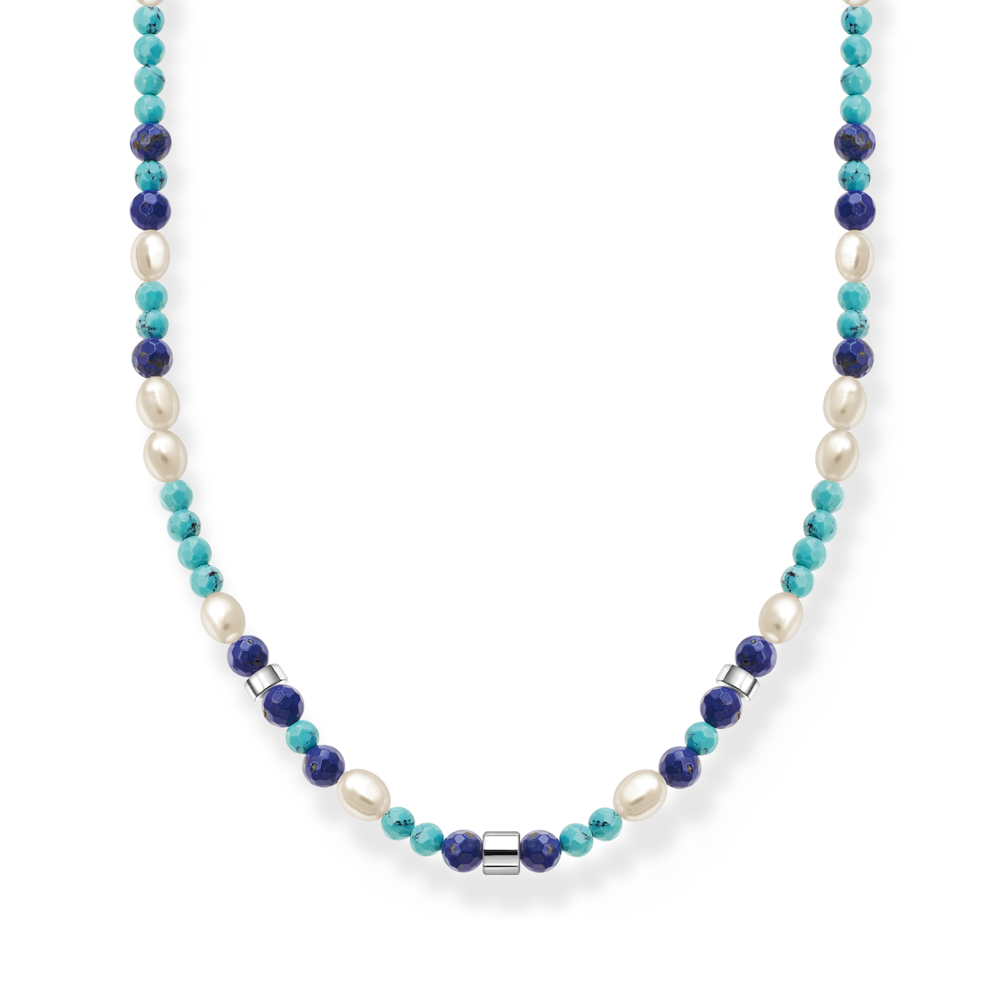 Necklace with blue stones and pearls
