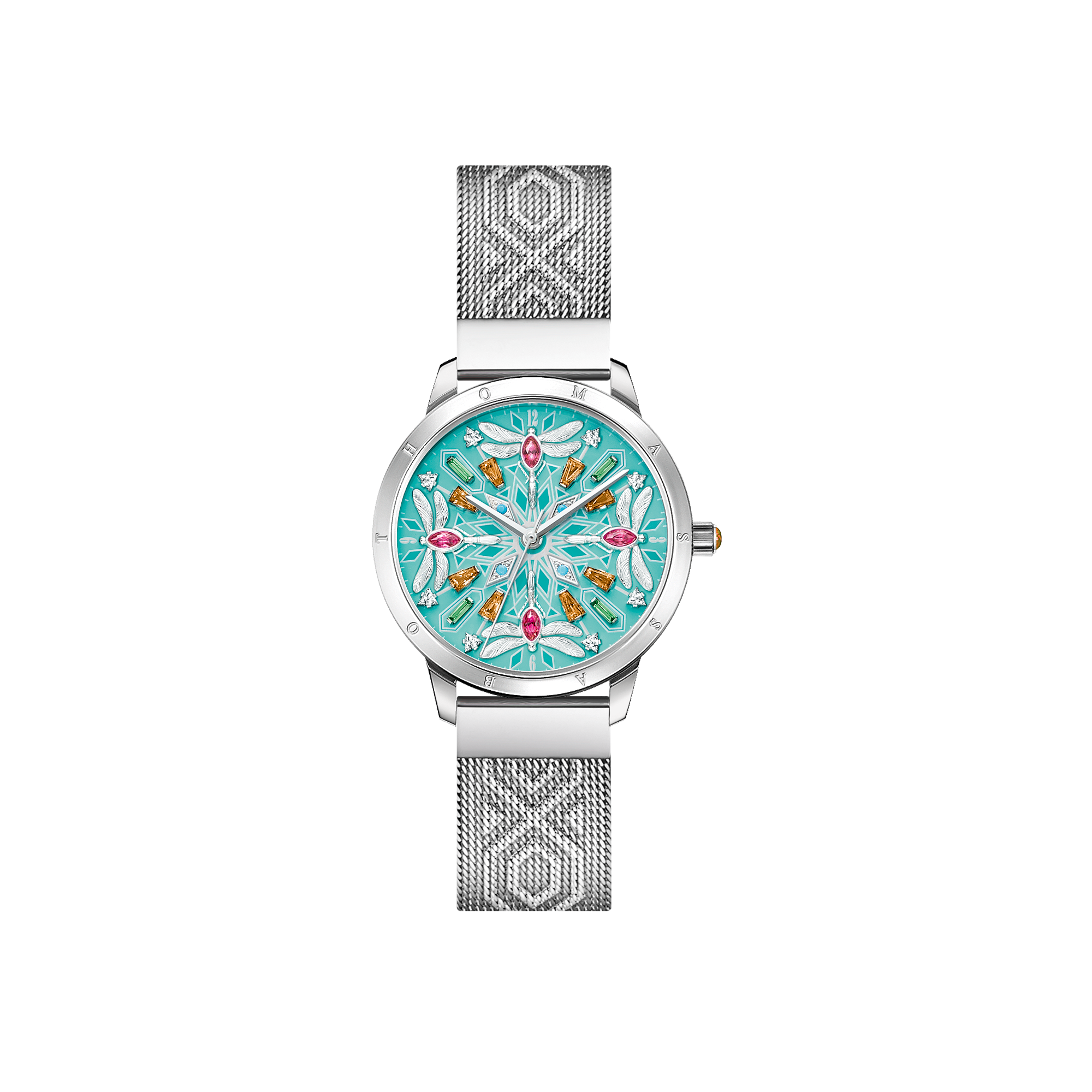 Women’s watch kaleidoscope dragonfly turquoise silver-coloured