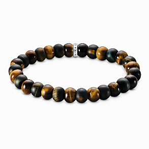 Bracelet with gold-brown and blue-gold tiger's eye beads 9 mm