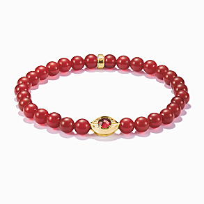 18k Gold Plated Red Bead Bracelet Eye