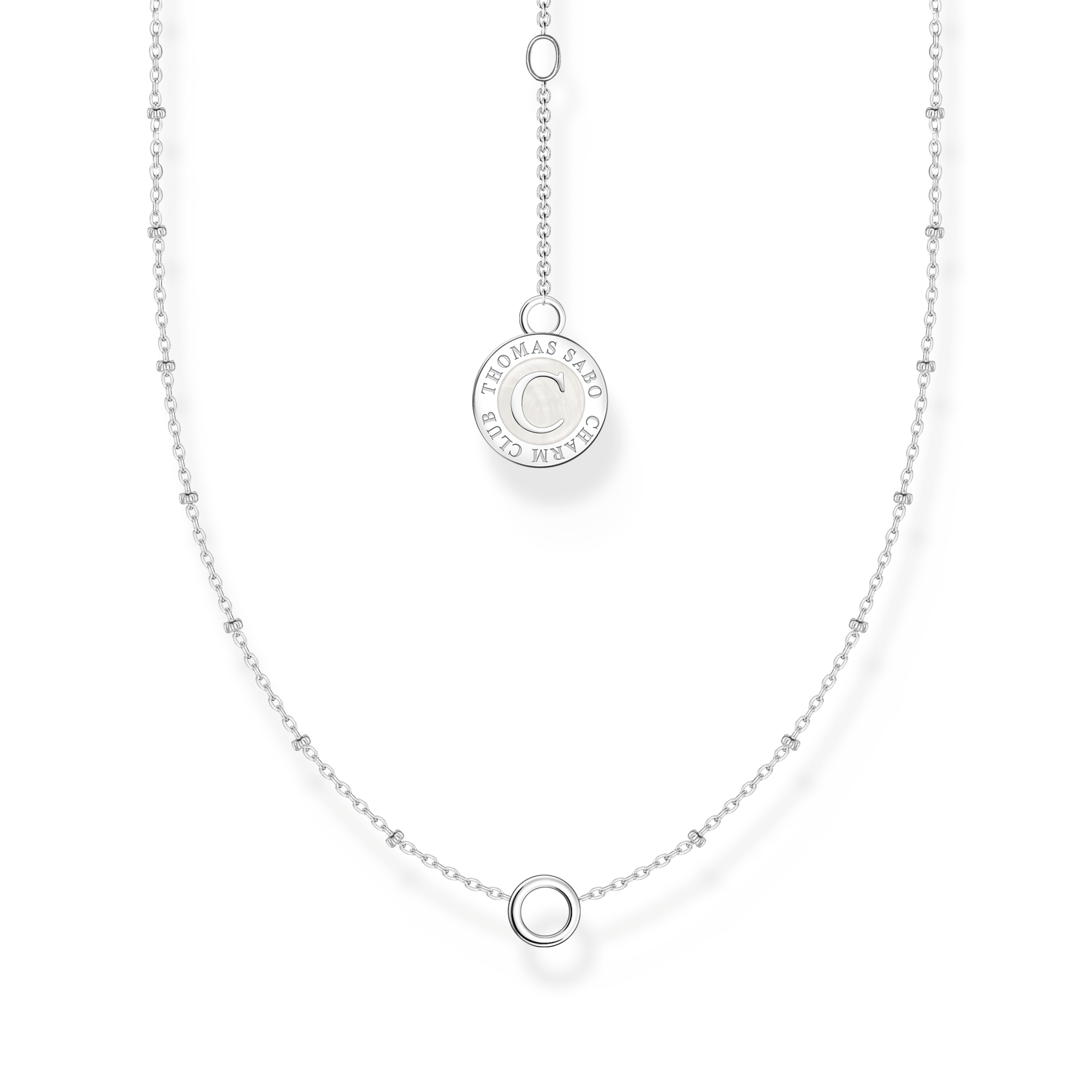 Member Charm necklace with round pendant and little balls silver