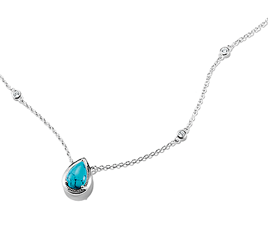 Silver Necklace with Turquoise Teardrop Stone Elyndra