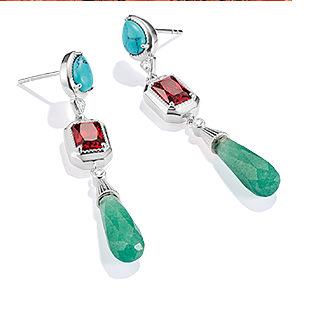 Silver Earrings with Multicolored Stones Elyndra
