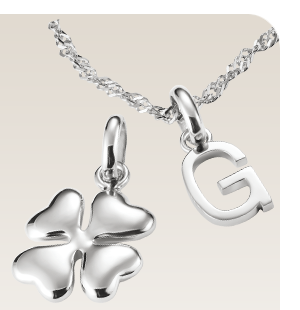 Charm pendant lucky clover in 3D Connect silver