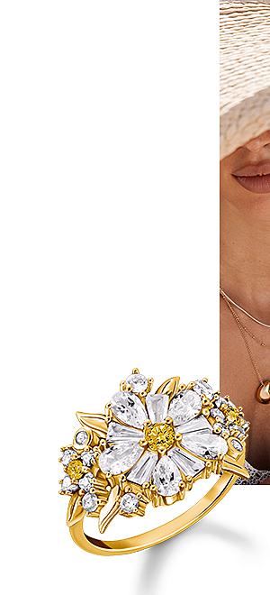 Gold-plated flower cocktail ring Lovely Daisy with stones