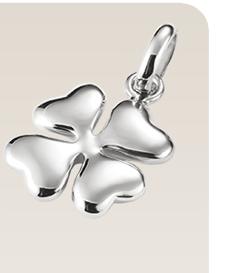 Charm pendant lucky clover in 3D Connect silver
