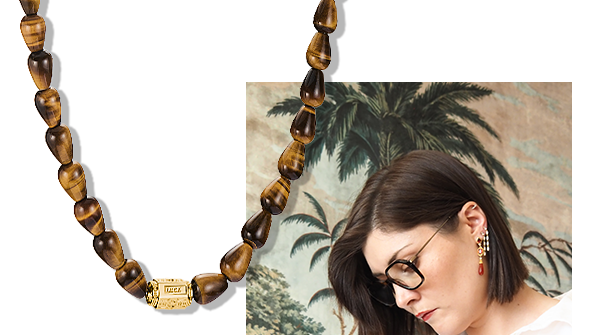 Elyndra bead necklace with tiger's eye