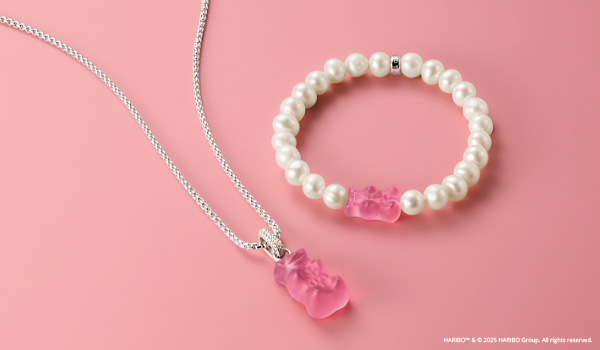 Necklace and Bracelet with Pink Goldbears