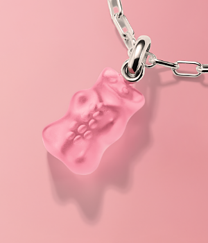 Charm pendant Goldbears in pink Connect silver