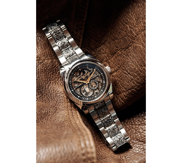 Men’s watch Rebel at Heart skull black silver-coloured