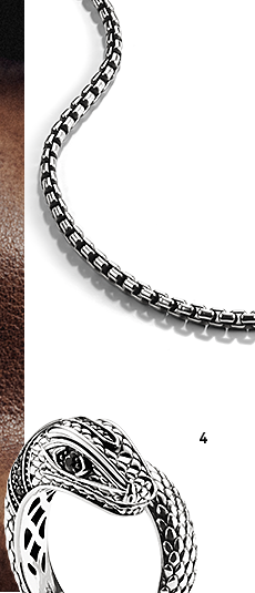 Silver snake ring with black stones