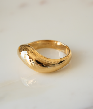 Gold-plated ring in organic shape