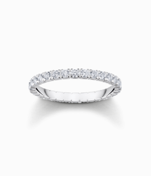 Silver ring in delicate design with white zirconia