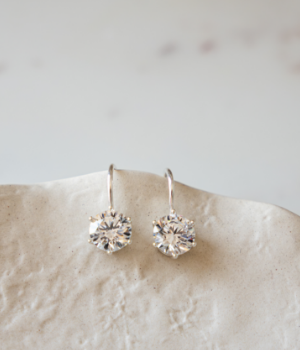Silver earrings with white zirconia